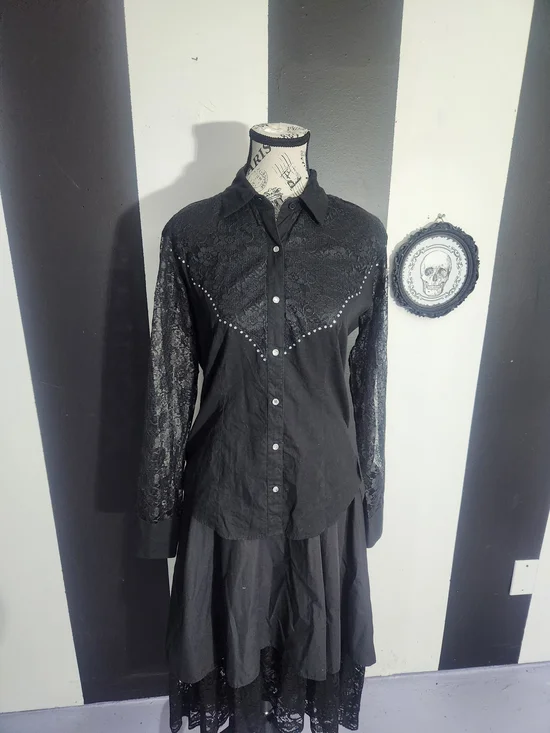 Panhandle Slim Black Lace Button-Down Shirt - Picture 2 of 8
